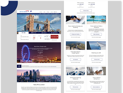 British Airways Landing Page redesign landingpage productdesign uiux vector