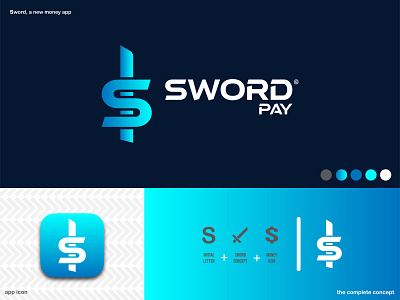 "Unique logo for a money app named Sword" app bank branding design graphic design illustration logo money vector