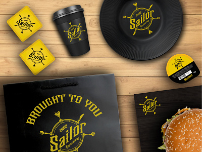 "Sailor" Restaurant - Bar, Branding Process bar branding burger design food icon illustration logo restaurant vector
