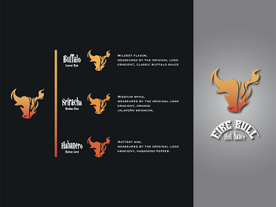 Fire Bull Sauces Logo Variants. branding bull design fire food food sauce graphic design icon illustration logo sauce typography vector