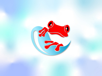 Rana logo animal branding design flat frog happiness icon logo rain tree vector water