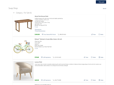 Employee Intranet Marketplace, "Swap Shop"