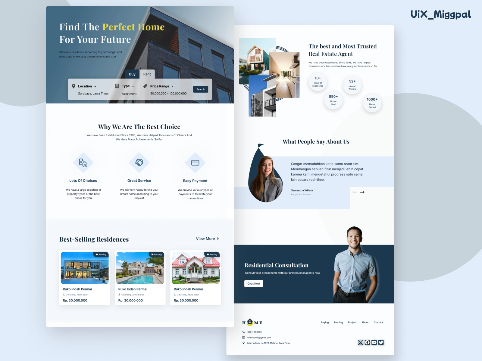Landing Page Real Estate Homie by Miga Palma Putri on Dribbble