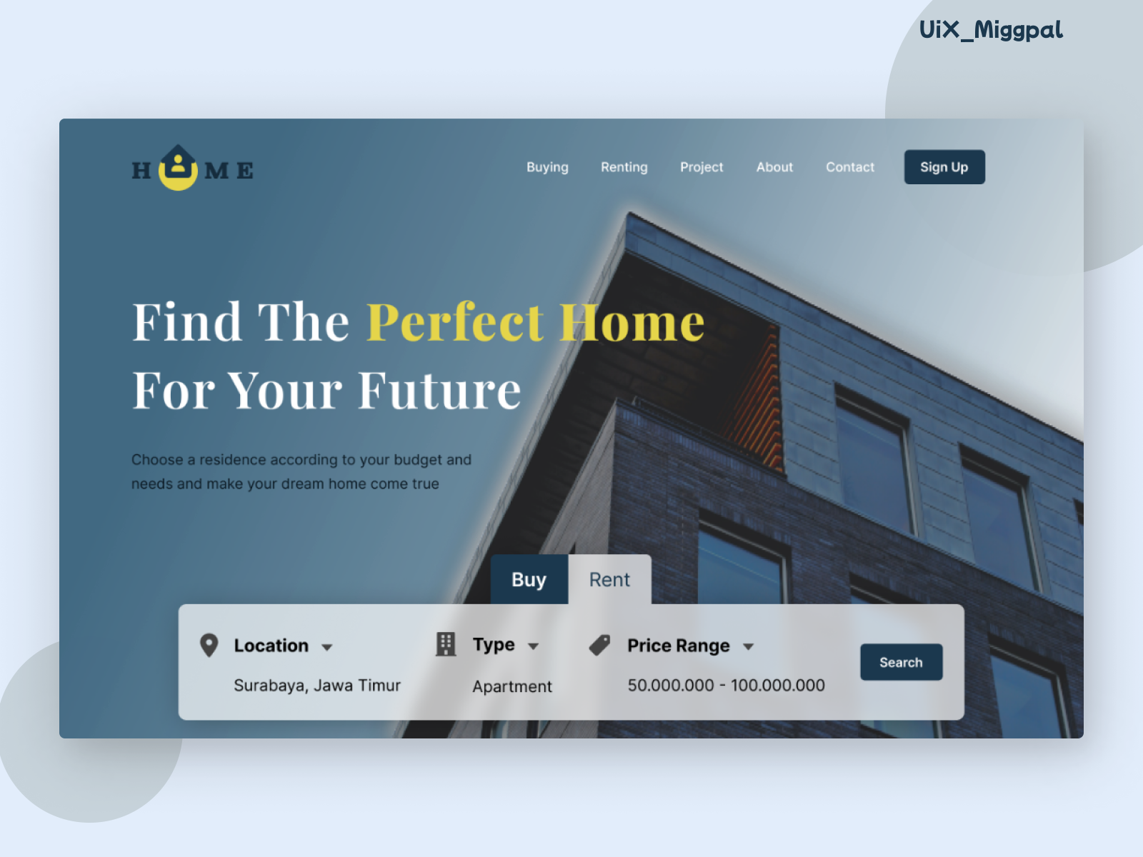 Real Estate named Homie by Miga Palma Putri on Dribbble