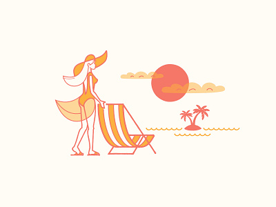 Dreamin' of simpler times beach doodle dress hat illustration sketch sunset woman