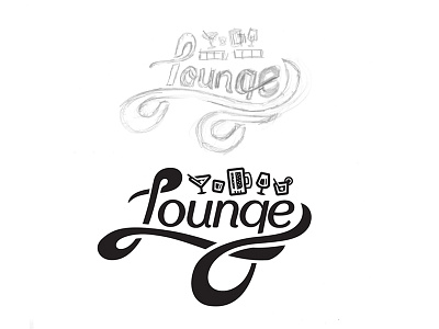 Dance Drink Lounge hand drawn icon type typography