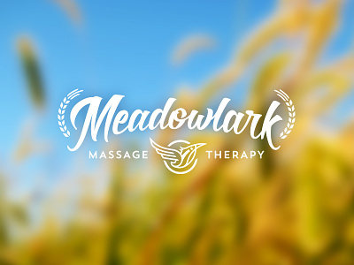 Meadowlark Logo bird logo massage typography vintage wheat