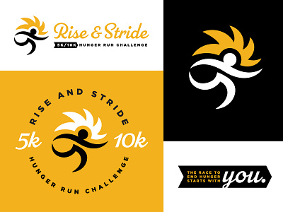 Rise & Stride Branding 10k 5k branding charity figure logo marathon race run sun