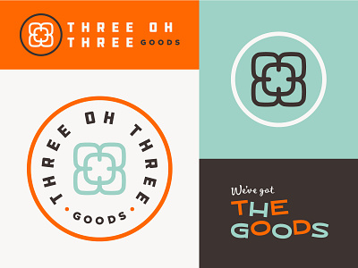 Three Oh Three Goods Branding badge branding consumer goods flower logo mid century retro shop vintage