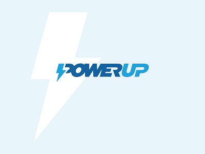 PowerUp2 flat icon lightning logo mark type type treatment