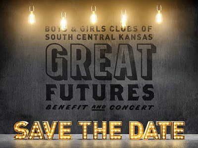 Industrial Chic 3d chic industrial lights marquee save the date sign typography urban warehouse