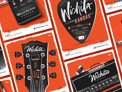 Intrust Bank Arena Ad Series ad advertising amp guitar illustration kansas music pedal pick wichita