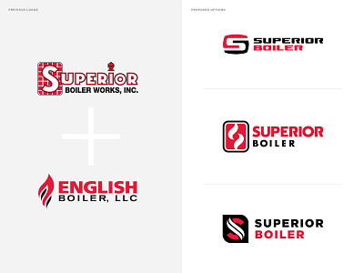 Superior Boiler Works + English Boiler Rebrand branding combo fire flame heat logo mark rebrand refresh