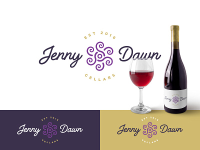 Jenny Dawn Logo branding design flower logo mark refresh script wine