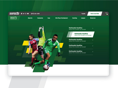 Desktop Web Design Hero for Youth Soccer Nonprofit animation art direction branding creative direction graphic design icon ui ux web website