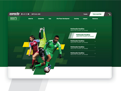 Desktop Web Design Hero for Youth Soccer Nonprofit