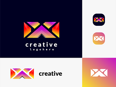 Modern m & x letter logo design