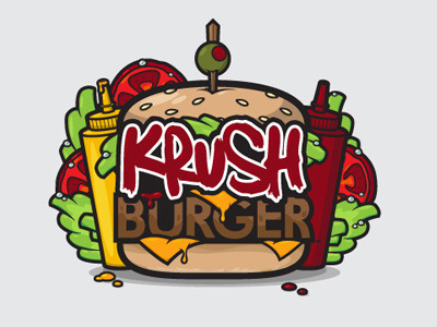 Krush Treatment 1 branding burger food logo restaurant treatment typo