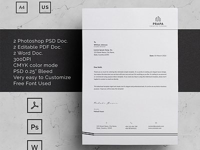 Minimalist Letterhead Design Template.