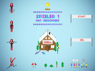 Pixelart skiing game game pixel pixelart skiing telering