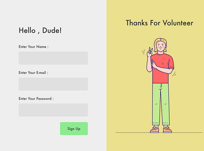 DailyUI 001: Sign Up Page Of Volunteers design illustration ui ux web