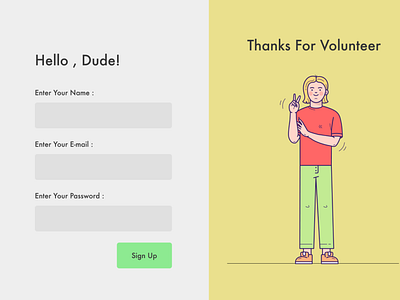 DailyUI 001: Sign Up Page Of Volunteers