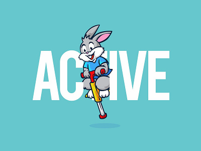 Active Rabbit branding bunny character cute design dribbble hoop illustration logo mascot rabbit vector
