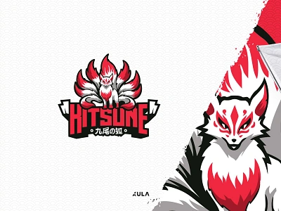 Kitsune 'nine tail fox' character mascot design badge branding design dribbble esport flat fox illustration japan kitsune logo ninetail shield typography vector