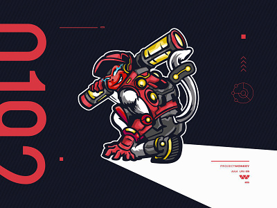 Monkey Mecha Mark.01 character design branding cyberpunk design dribbble flat illustration logo meche monkey typography ui vector