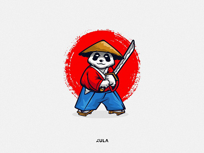 Ronin panda character mascot logo branding design dribbble flat illustration japan logo panda ronin samurai vector