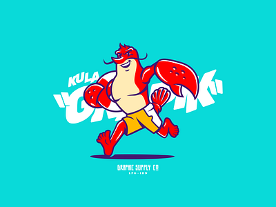 Lobster Life Guard character design branding design dribbble flat graphic design guard illustration life lifebuoy lobster shrimp logo ocean sea typography vector