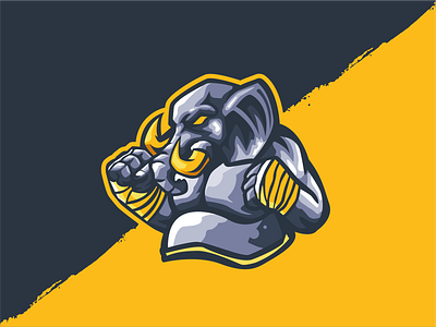 Elephant fighter character mascot design