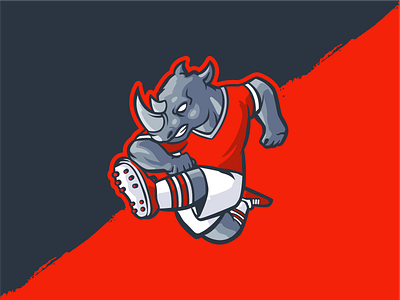 Rhino football player character mascot design branding design dribbble euro euro2021 flat football illustration league logo rhino soccer vector