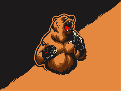 Bear fighter character mascot design