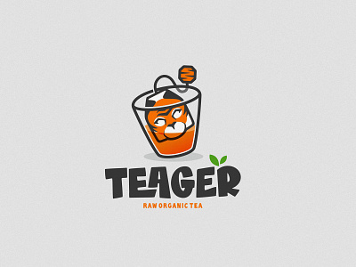 TEAGER (Tea + Tiger) mixed logo design concept