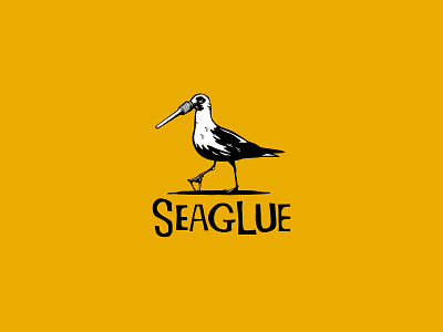 Seaglue (Seagull + Glue) mixed logo design concept