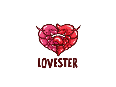 LOVESTER (Love + Lobster) mixed logo design concept