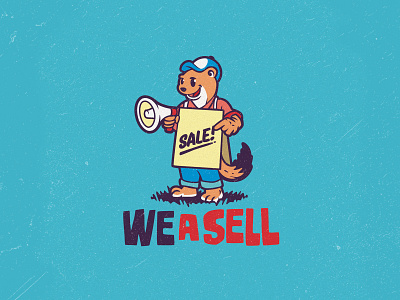 WE A SELL (Weasel + Sell) mixed logo design concept animal branding design dribbble illustration keeper logo seller store typography vector weasel