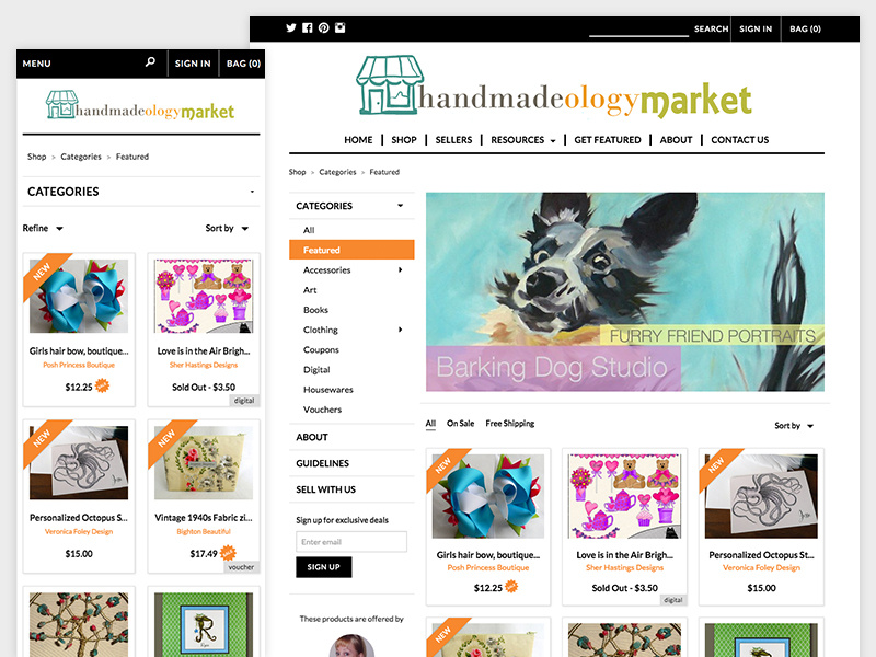 Meylah redesign web ecommerce responsive shop store marketplace