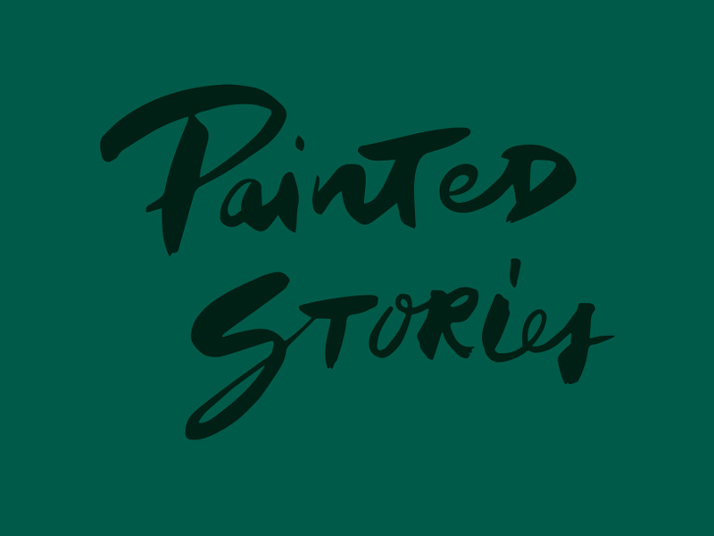 Painted Stories hand lettering brush lettering brush lettering deep green logo branding
