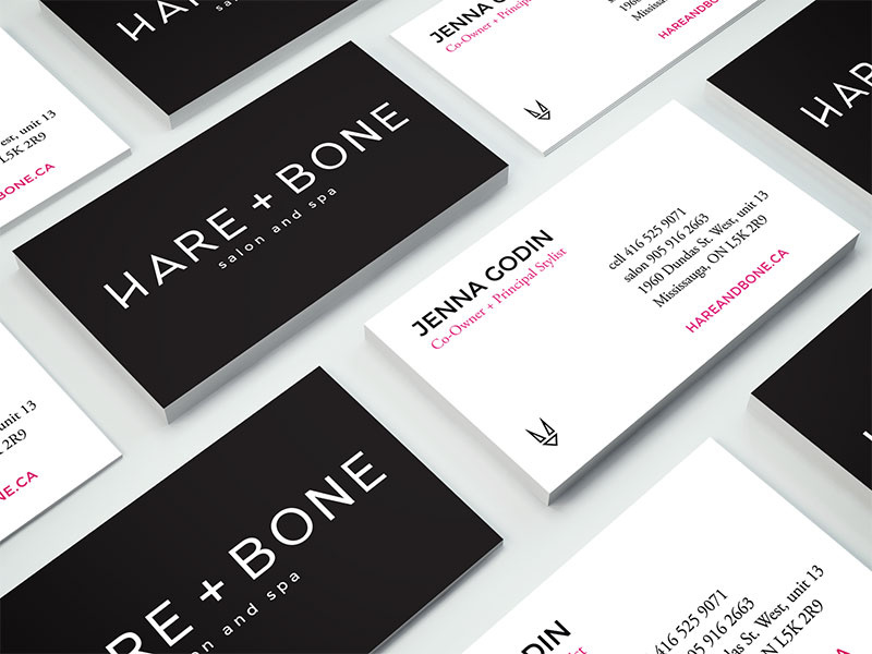 Hare + Bone Branding business cards stationary branding black logo