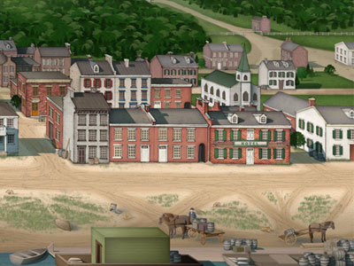 Ripley circa 1850s architecture buildings city colony color country house illustration old town