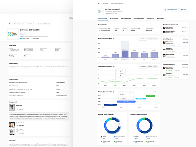 Fund managing on investment platform campaign dashboard fintech fund graphs investments investor manage statistic ui ux web