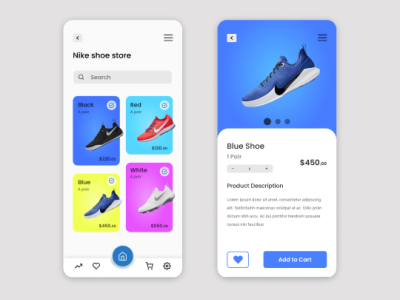 Shoe Ordering app UI design app designer figma icon nike typography ui ux