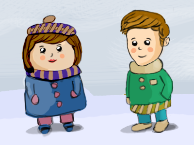 Cute Couple adventure animated cartoon couple love sweet winter
