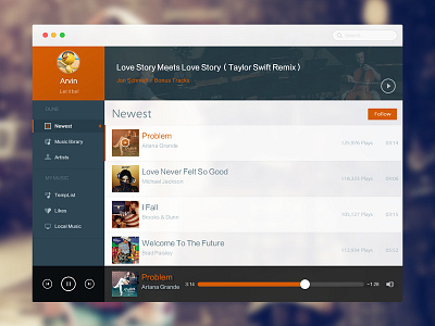 Music Ui loveui music player spotify ui