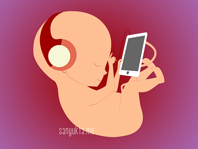 iFetus advance art baby fetus headphones illustration ipad technical vector