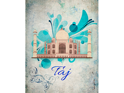 TajMahal Poster architecture illustration laptop skin love mobile cover monument seven wonder symbol taj tajmahal wallart. poster