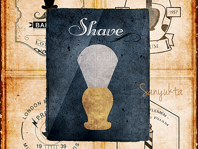 Shave barber haircut illustration poster retro salon shave vector