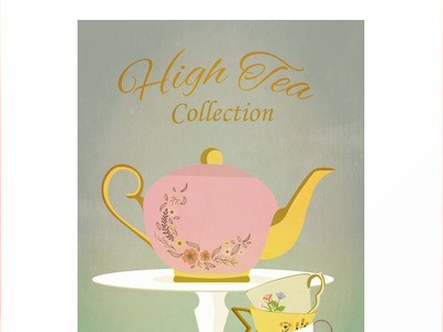 High Tea Poster Framed Prints classy collection cups high tea illustration kettle poster retro tea texture wall poster